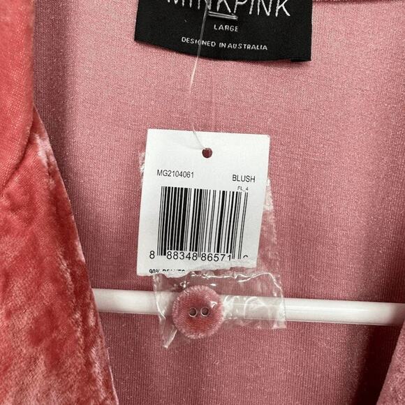 NWT Minkpink Womens Blush Front Button Mekness Mini Shirt Dress Size Large - Picture 9 of 13